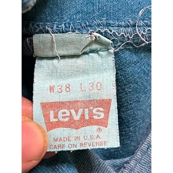 Vintage Levi's 501 Jeans Turquoise Blue Distressed USA Made W38